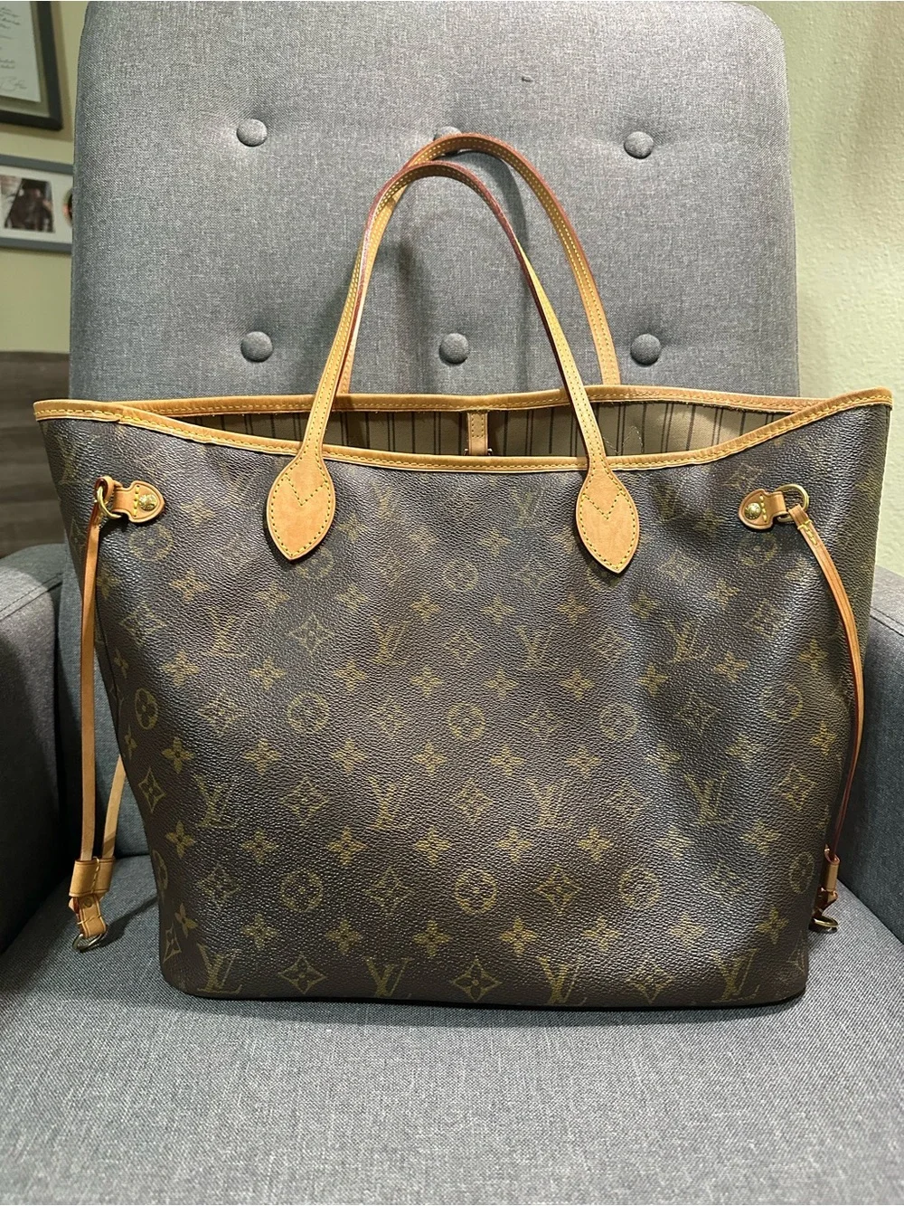 Louis Vuitton Monogram Neverfull Tote in Brown and Tan